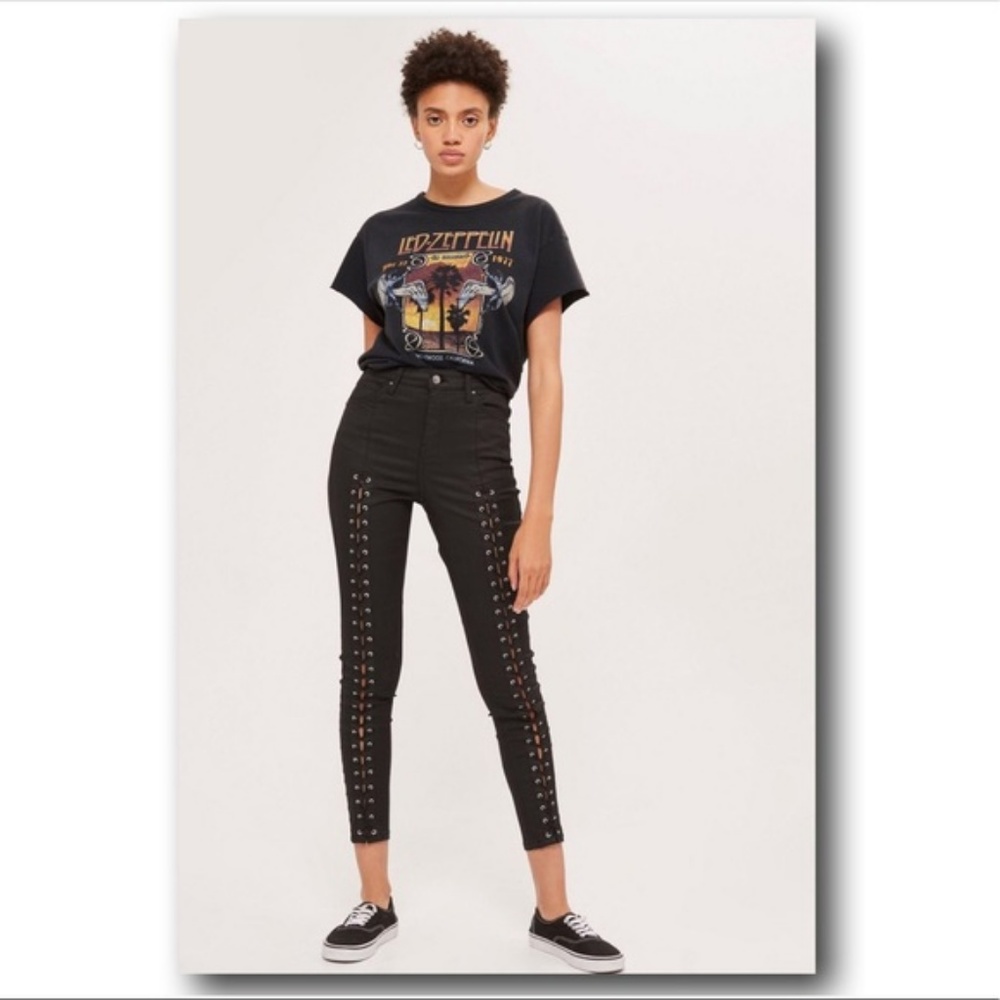 Top Shop Front Lace Black Jeans - Petite (w/tags)